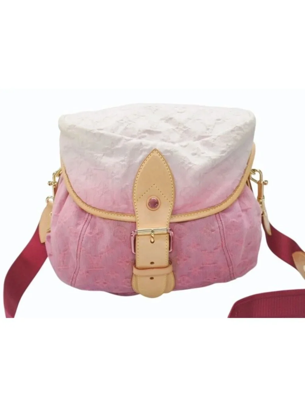 Louis Vuitton Shoulder Bag Monogram Denim Sunshine Pink White Gold